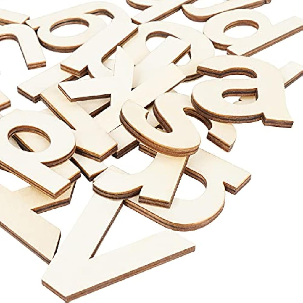 Jolof Store 124pc Unfinished Wooden Letters & Numbers for DIY Crafts