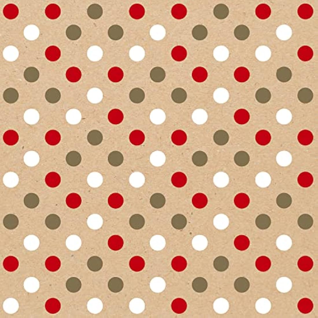 Clairefontaine Recycled Kraft Gift Wrap Roll – Red & Gold Dots – 50m