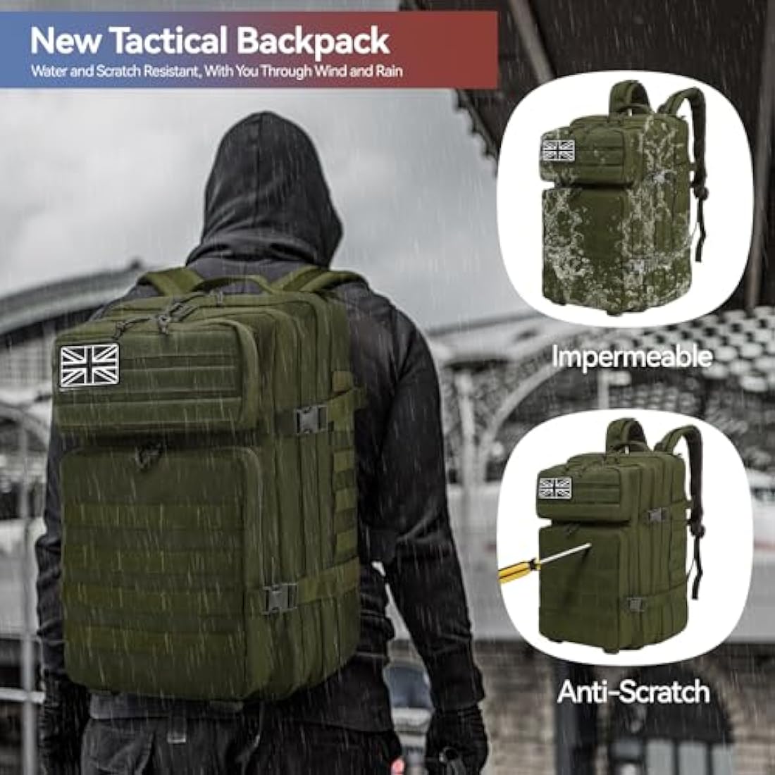 Delgeo 45L Military Tactical Backpack – Waterproof Molle Assault Pack