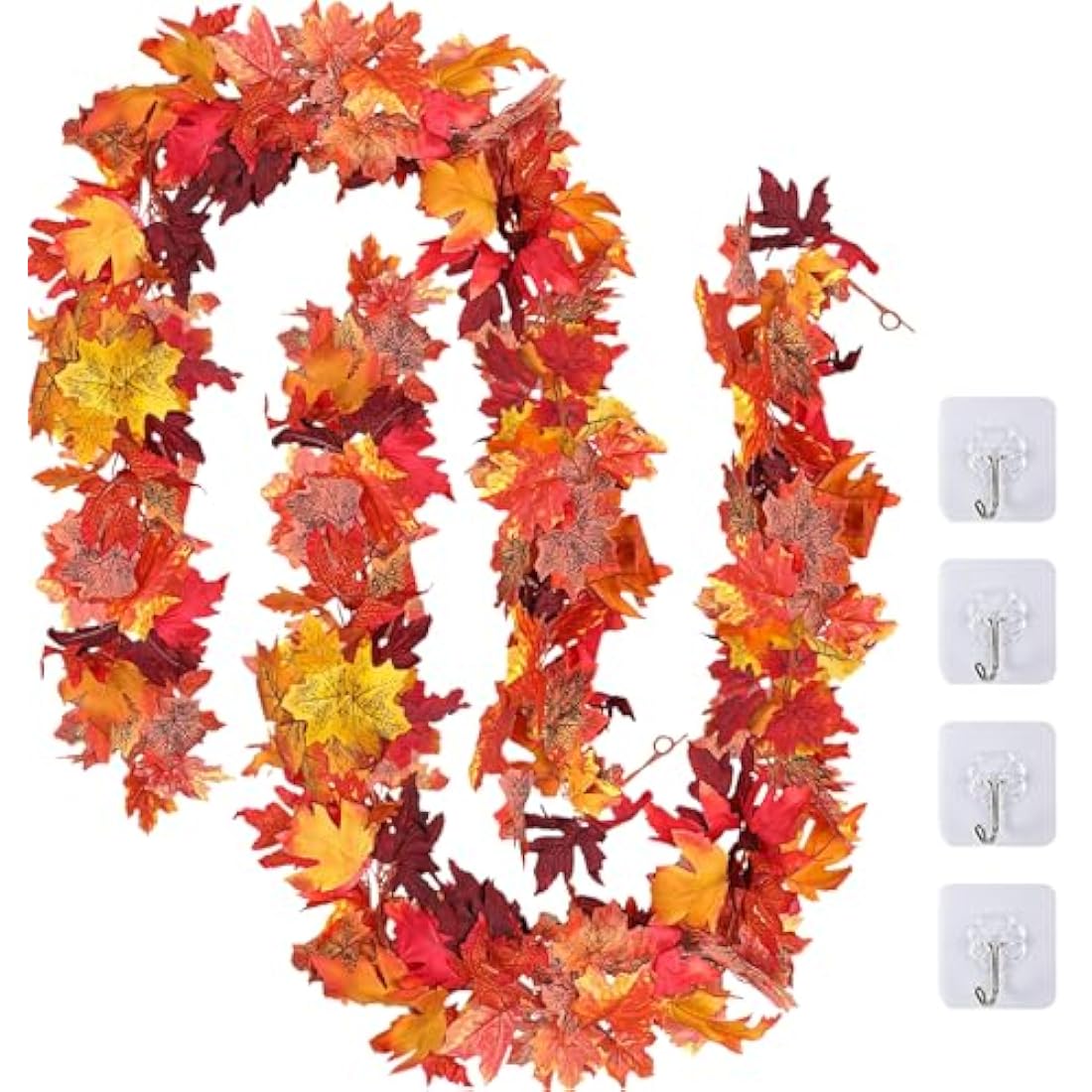 TENQUAN 2 Pack Artificial Maple Leaf Garland – 5.7ft Fall Autumn Decor