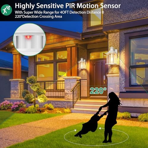 Lamomo Motion Sensor Outdoor Wall Light | White Aluminum Security Sconce