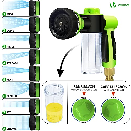 VOUNOT 30m Expandable Garden Hose | 8-Mode Spray Nozzle & Soap Dispenser