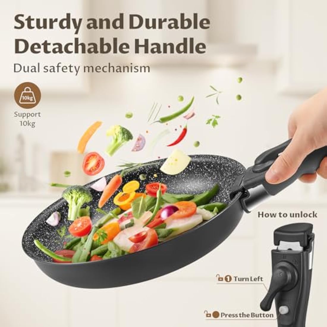 Fadware 4-Piece Non-Stick Frying Pan Set with Removable Handle