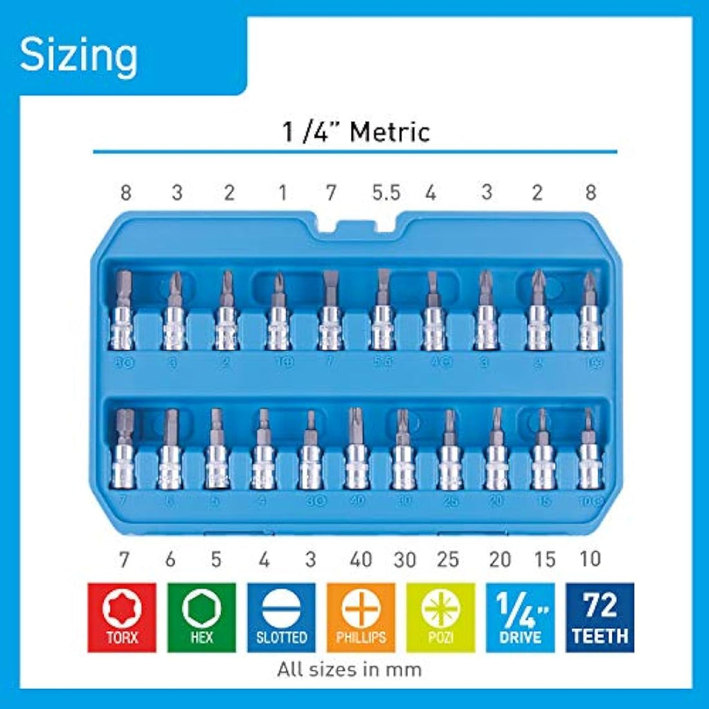 BlueSpot 1/4" Drive Socket Set (46 Piece) - Chrome Vanadium Tool Kit