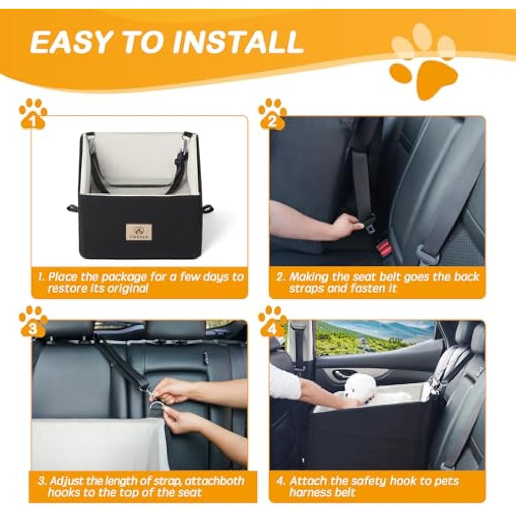 Jolof Store Medium Dog Car Seat – Elevated Booster Bed with Safety Belt
