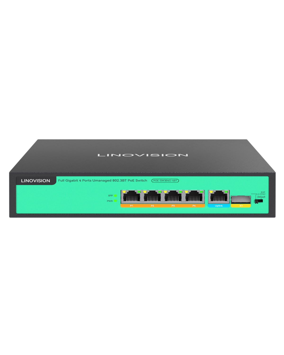 LINOVISION 4-Port Gigabit PoE++ Switch | 90W BT Ports | 96W Budget