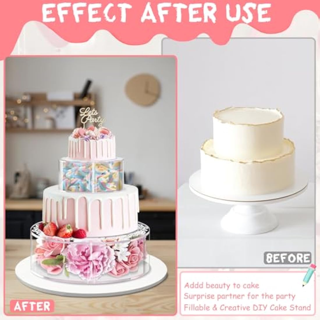 2-Piece Fillable Acrylic Cake Stand Set | 6 & 10 Inch Risers