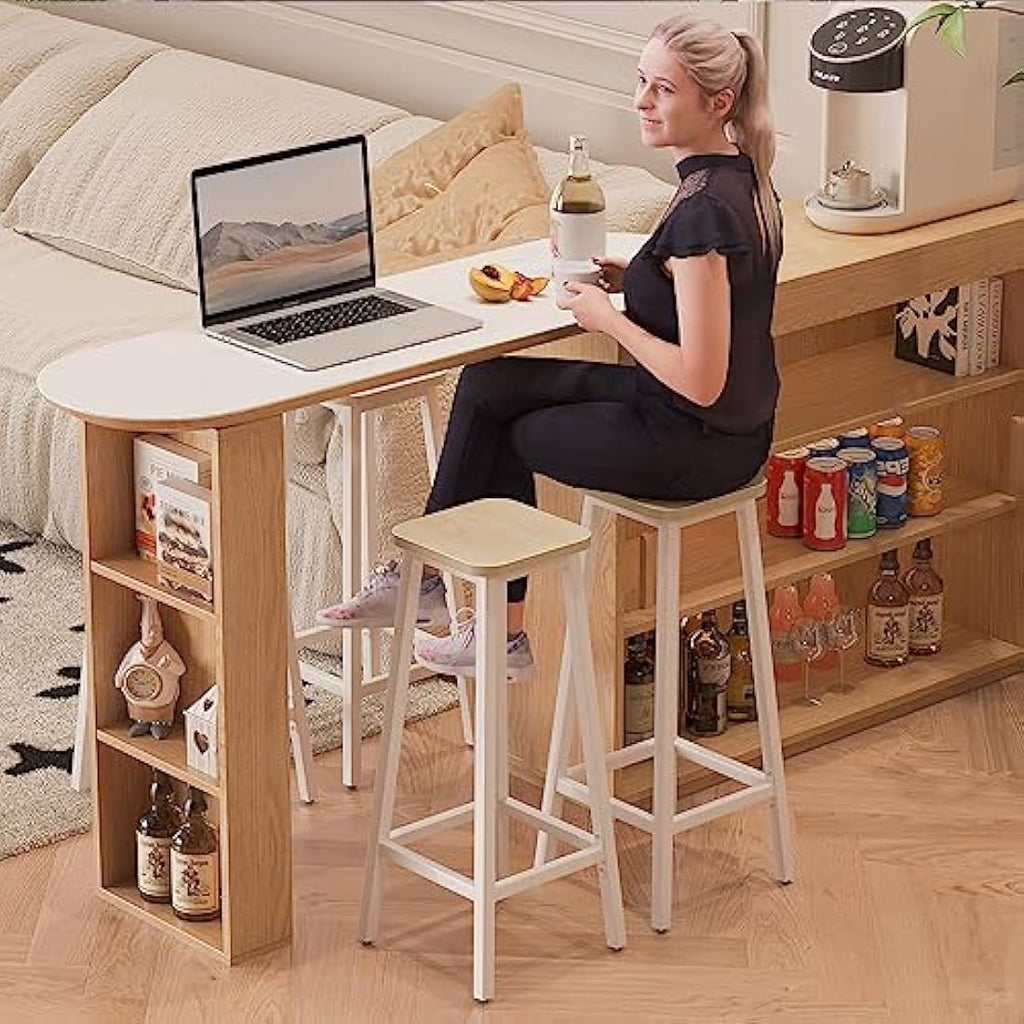 YMYNY Industrial Bar Stools Set of 2 - 70CM Tall Kitchen Breakfast Stools