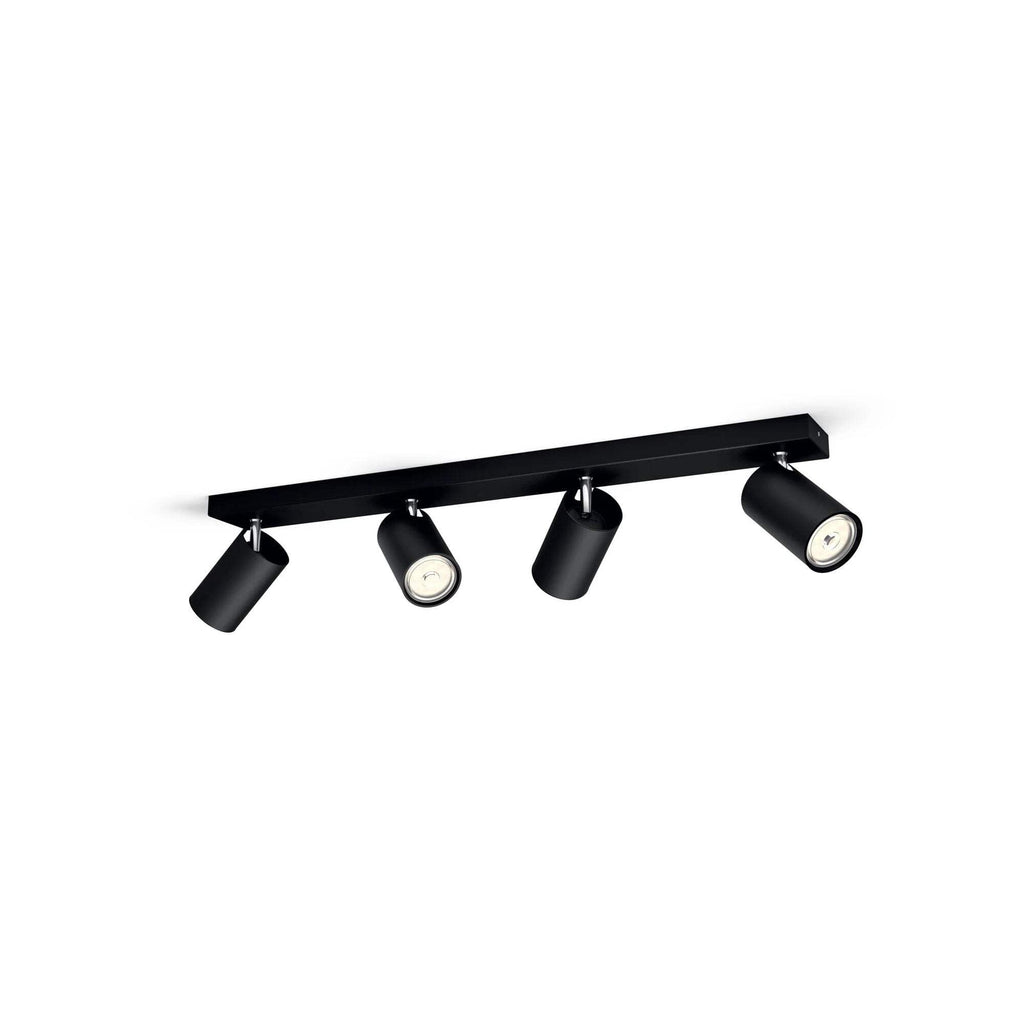 Philips MyLiving 4-Light Adjustable Spotlight - Black Metal GU10