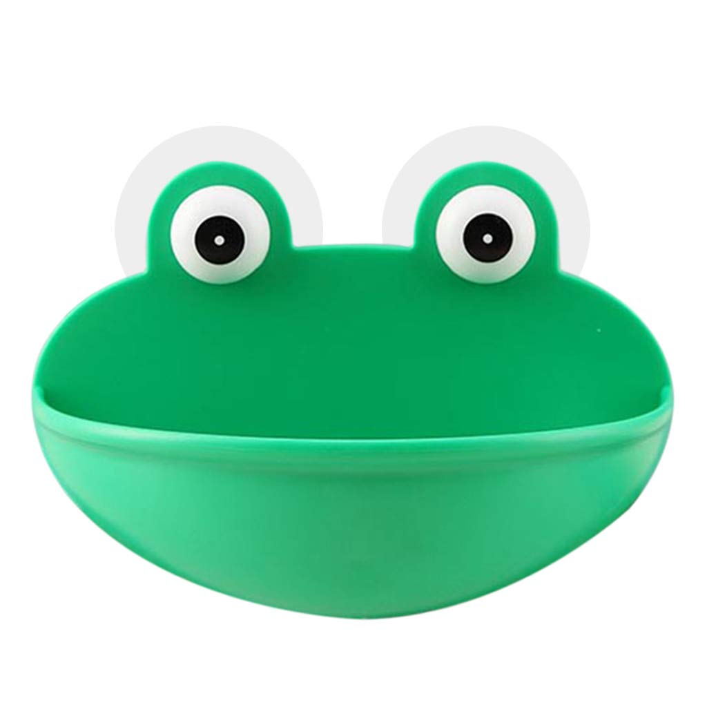 Frog Soap Dish - Green Plastic Holder with Suction Cups