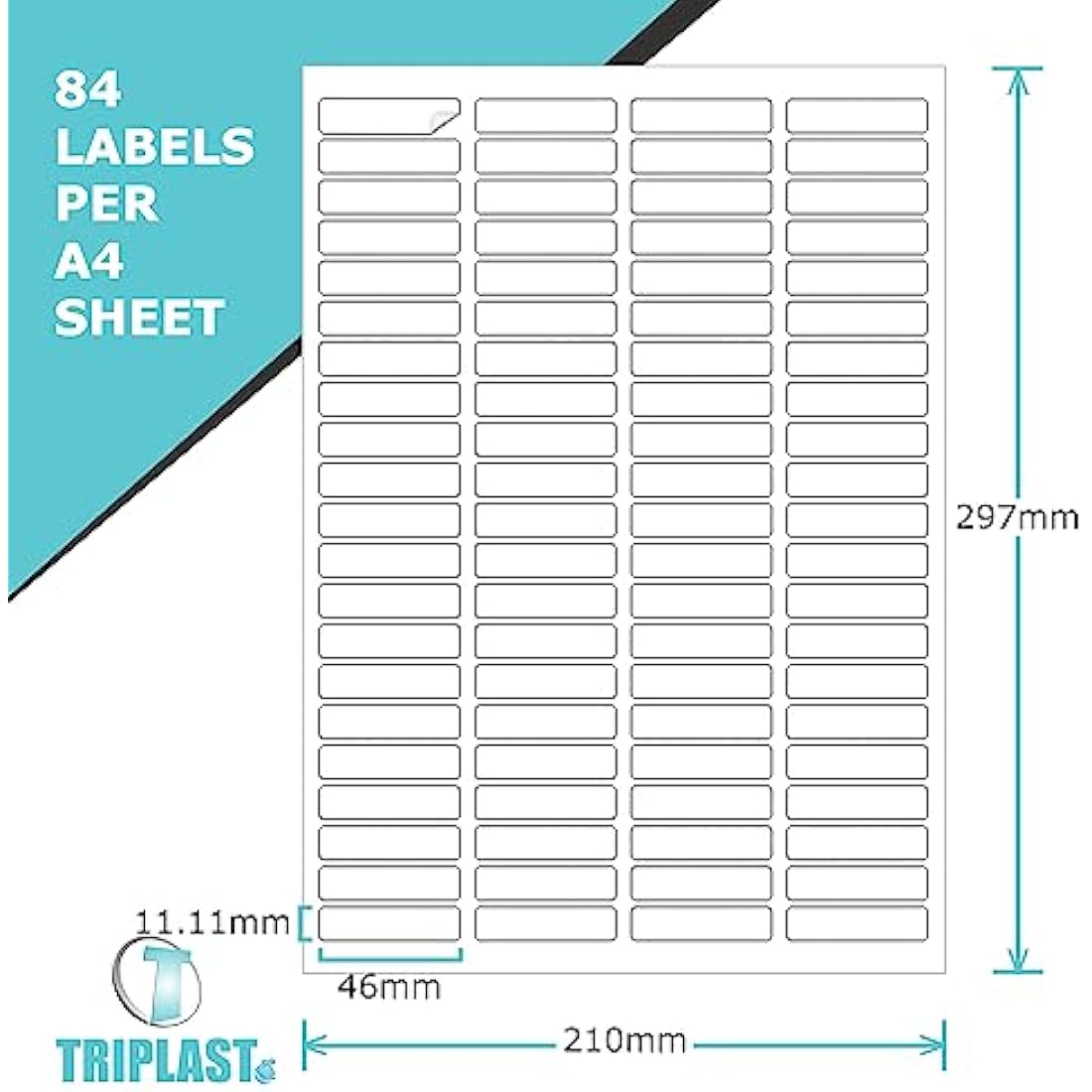 Triplast A4 Printer Labels | 84 Per Sheet | 4200 White Easy Peel Stickers
