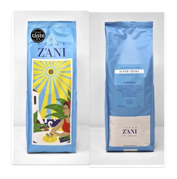 Caffè Z'ani Super Crema Whole Espresso Coffee Beans - 1kg Dark Roast