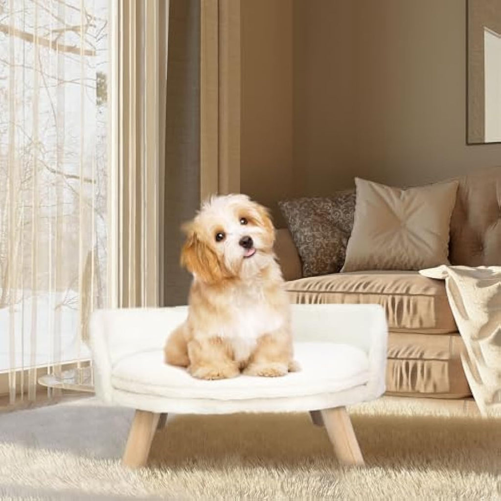 BingoPaw Elevated Cat Sofa Bed | Nordic Wooden Pet Stool with Washable Mat