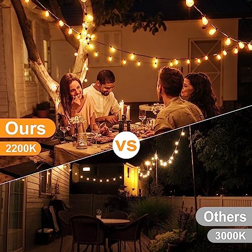 GLUROO 60FT Outdoor Festoon Lights – Waterproof ST38 LED String Lights