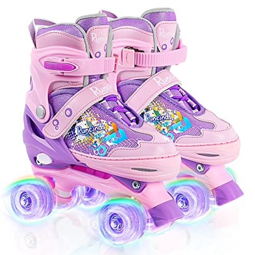 Runcinds Adjustable Kids Roller Skates for Girls with Light Up Wheels