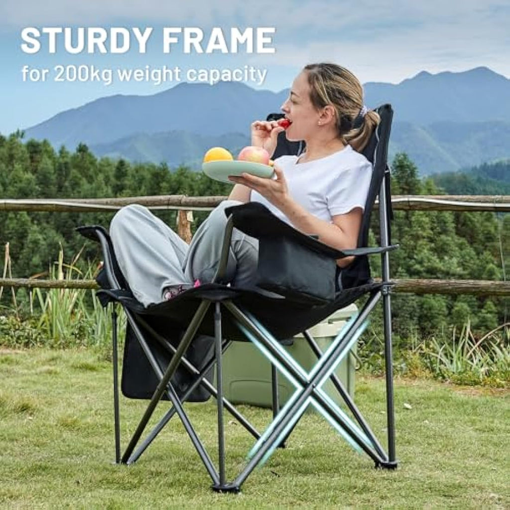 TIMBER RIDGE Heavy Duty Camping Chairs – 200kg Oversized Padded 2-Pack
