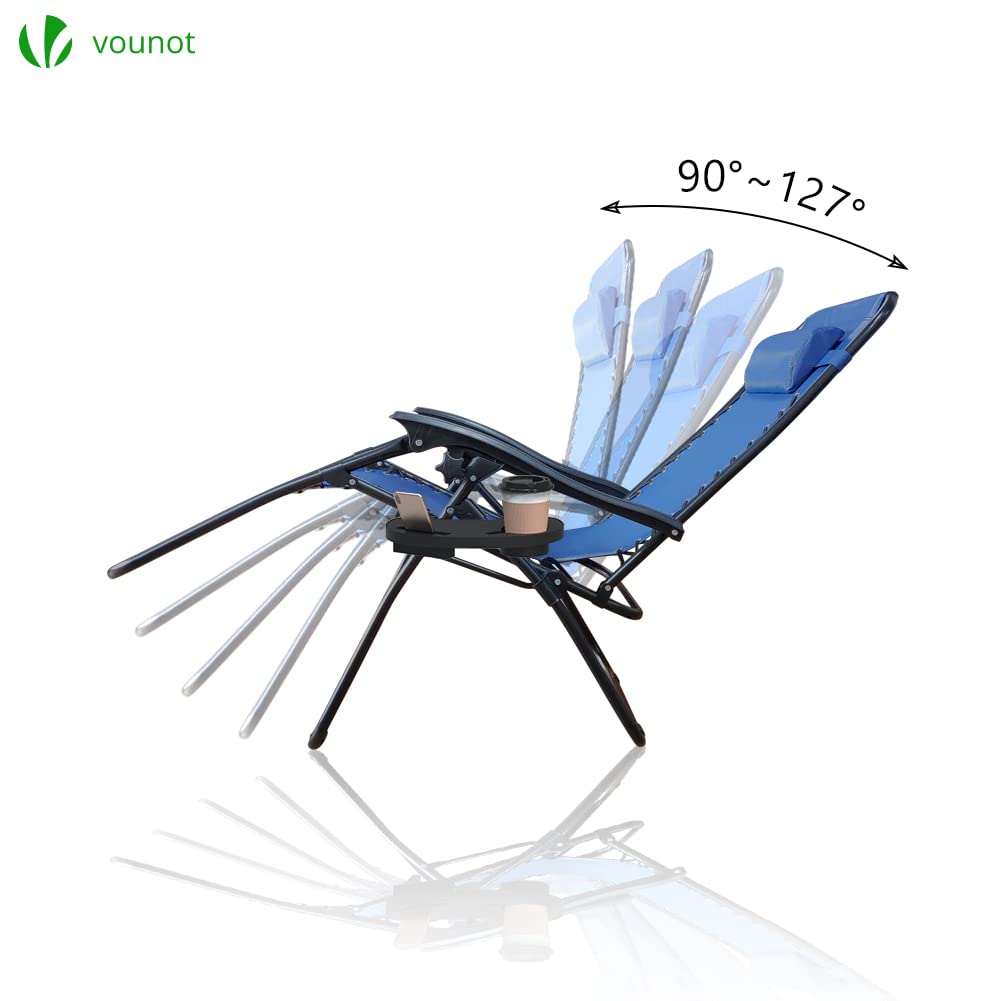 VOUNOT Zero Gravity Chair Set of 2 | Folding Outdoor Recliner with Table, Blue