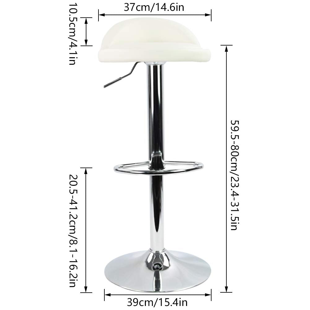 KKTONER PU Leather Swivel Bar Stool - Adjustable Height Chair, White