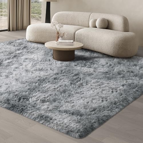 JOJOSEE Grey Shaggy Area Rug – 200x300cm Soft Anti-Slip Living Room Mat