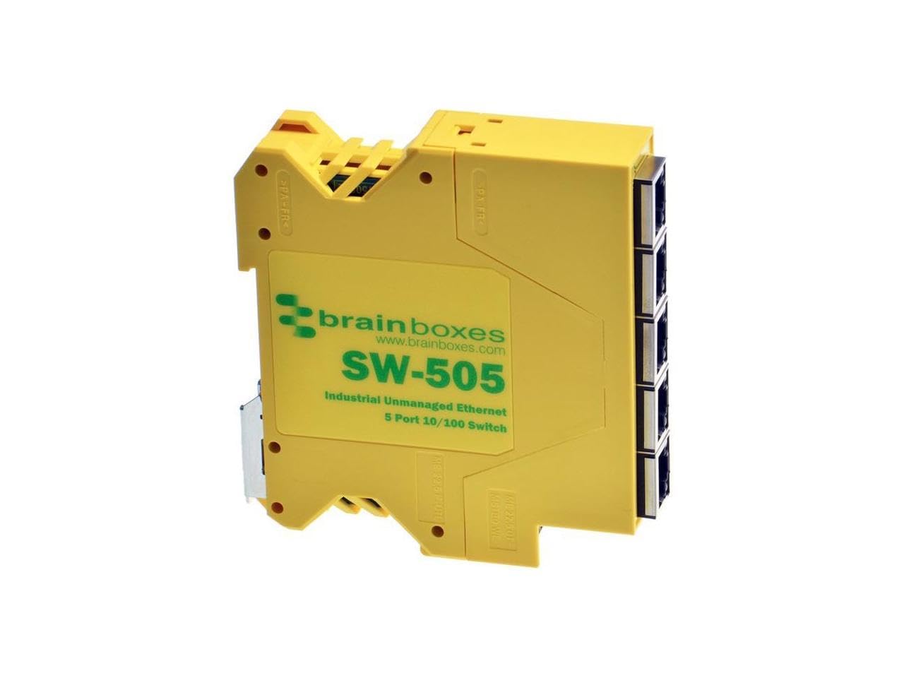 Brainboxes Industrial 5 Port Ethernet Switch | Compact DIN Rail Mount