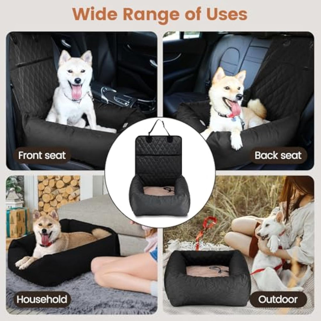 HAPPY HACHI Dog Car Booster Seat - Waterproof Washable Pet Travel Bed