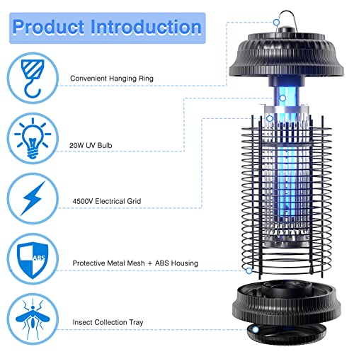 TMACTIME Bug Zapper – 20W UV Mosquito Killer Lamp with Metal Housing