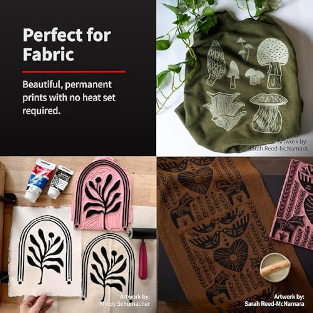 Speedball Fabric and Paper Block Printing Ink Set - 6 Colors, 1.25oz