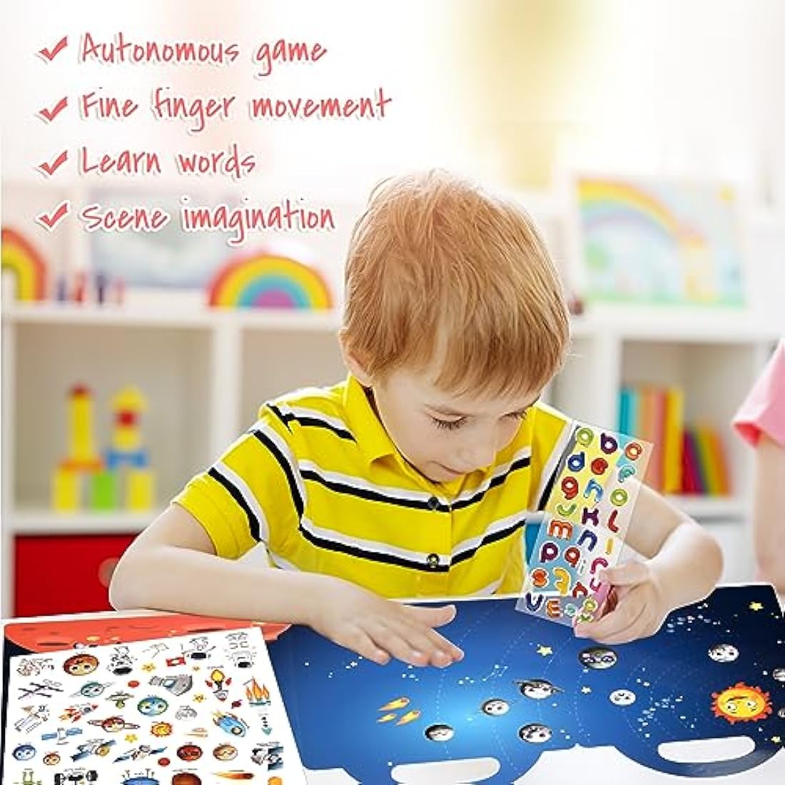 Jolof Store Space 3D Puffy Sticker Book – 88 Pcs Reusable Sensory Toy