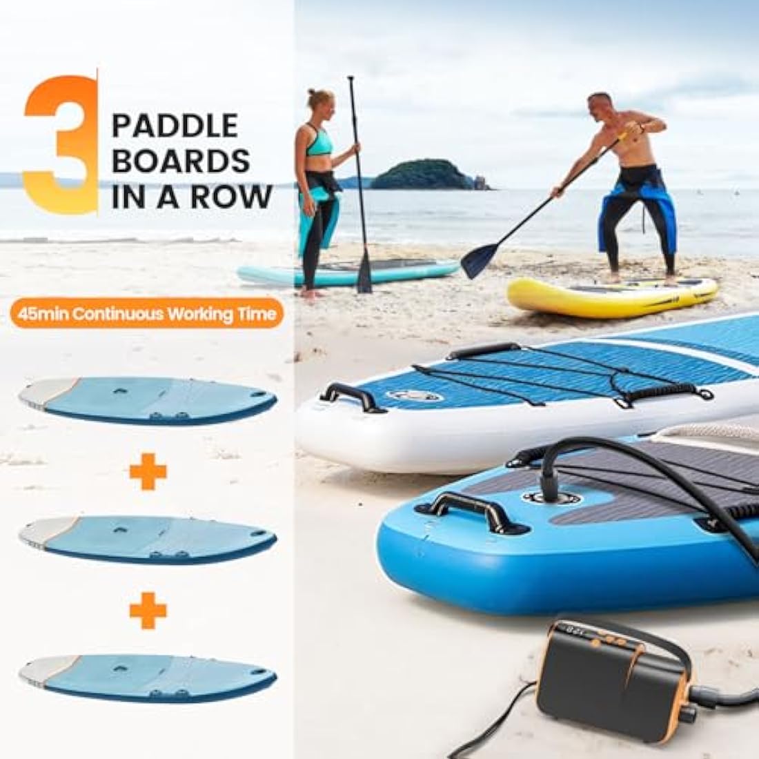 Accwork 20PSI Electric SUP Air Pump | 12V DC Portable Paddle Board Pump