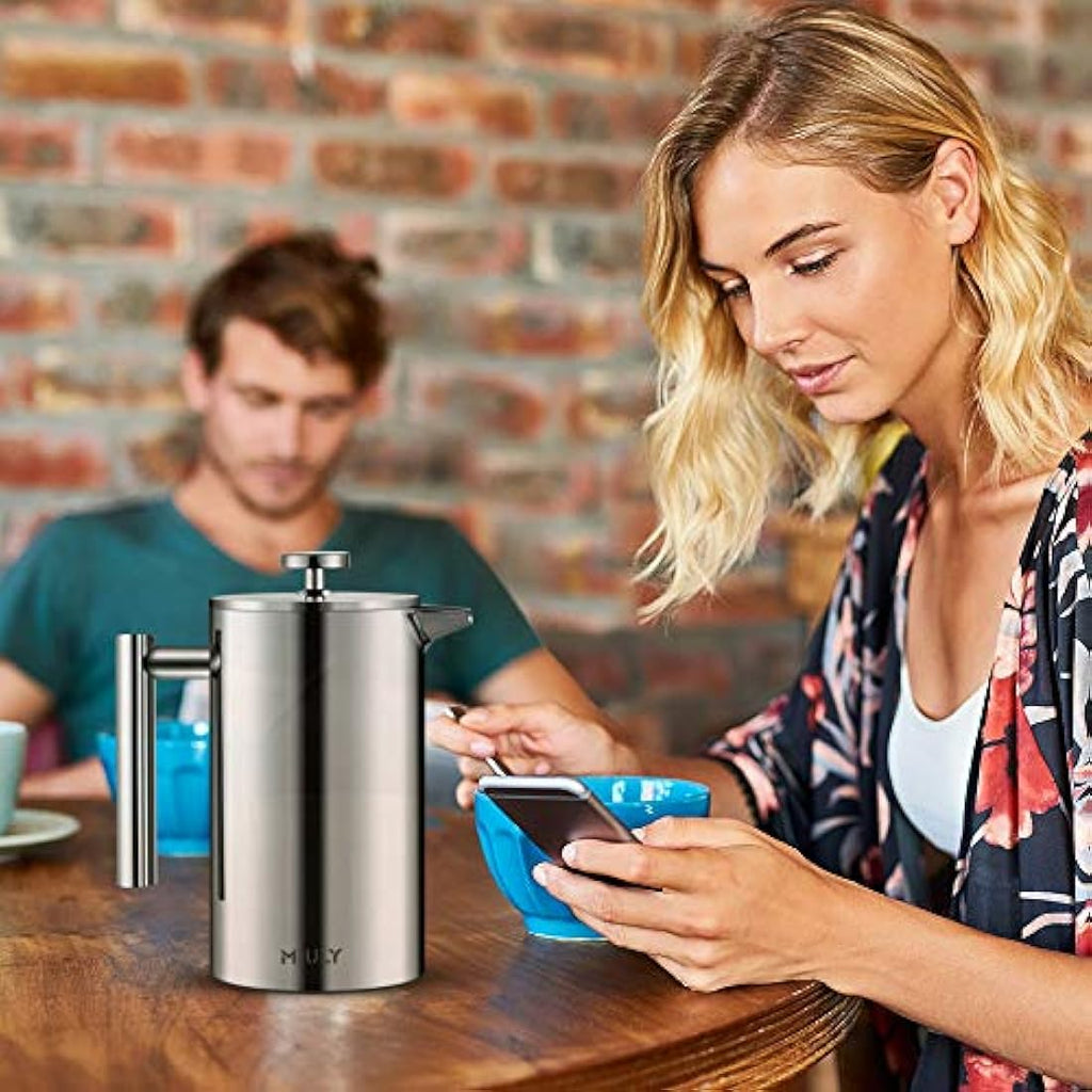 MaxMiuly French Press 1L – Double Wall Stainless Steel Coffee Maker