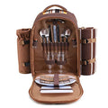 Apollo Walker 2 Person Picnic Backpack with Blanket & Tableware – Brown