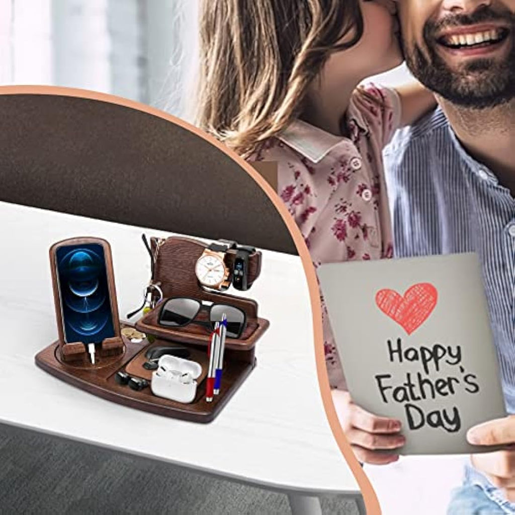 Jolof Store Wood Phone Docking Station – Bedside Nightstand Organiser