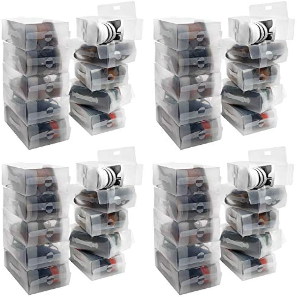 Kurtzy Clear Plastic Shoe Storage Boxes - 40 Pack Stackable Organizers