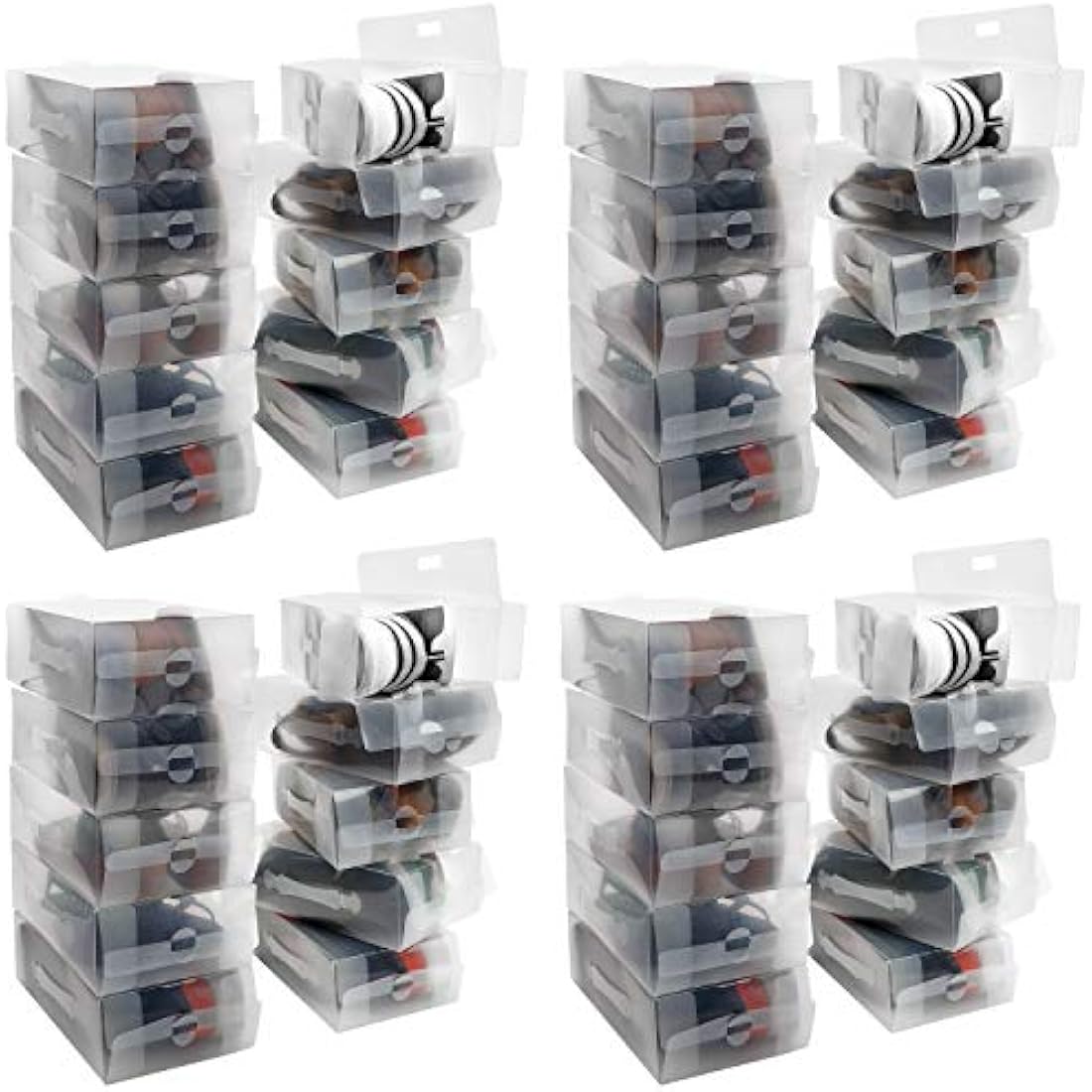 Kurtzy Clear Plastic Shoe Storage Boxes - 40 Pack Stackable Organizers