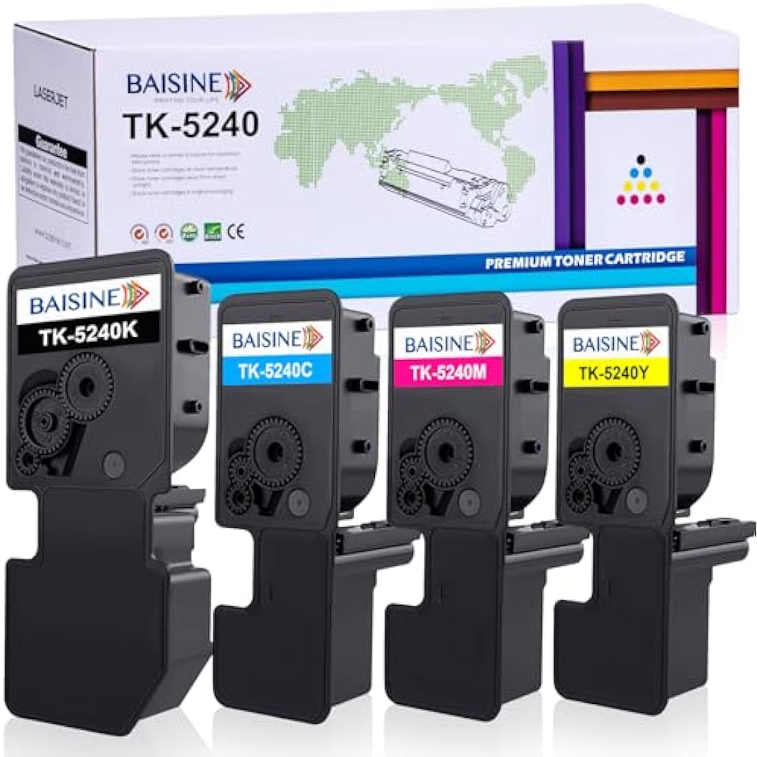BAISINE TK-5240 Toner 4-Pack for Kyocera Ecosys M5526cdn P5026cdw