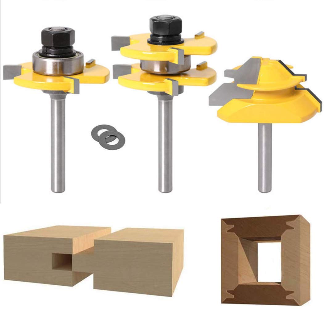 3-Piece 1/4-Inch Shank Lock Miter and Tongue & Groove Set