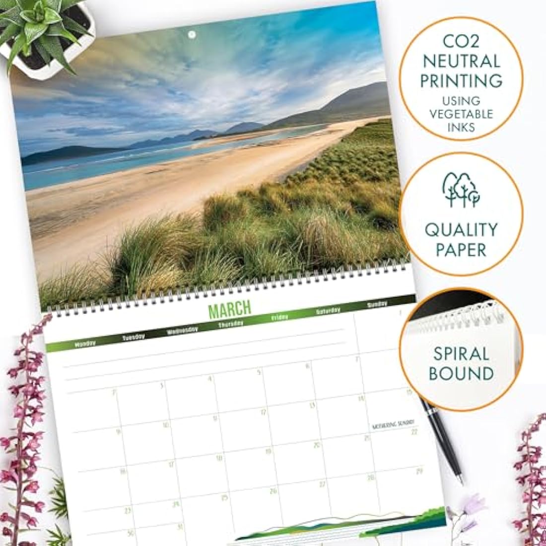 Jolof Store British Coast 2026 Wall Calendar | UK Scenery Spiral Bound