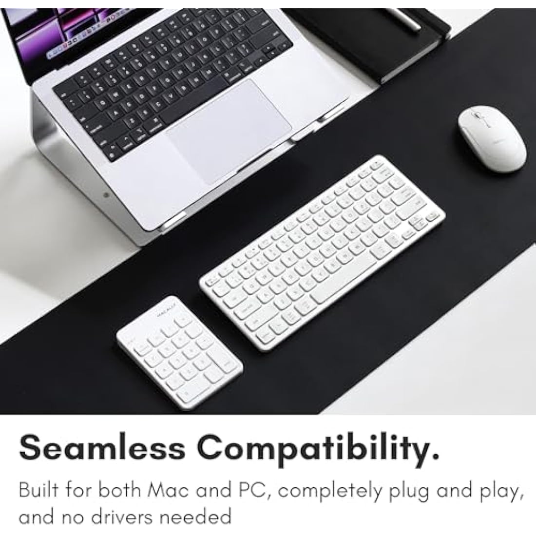 Macally Bluetooth Numeric Keypad – Rechargeable 18-Key Wireless Numpad