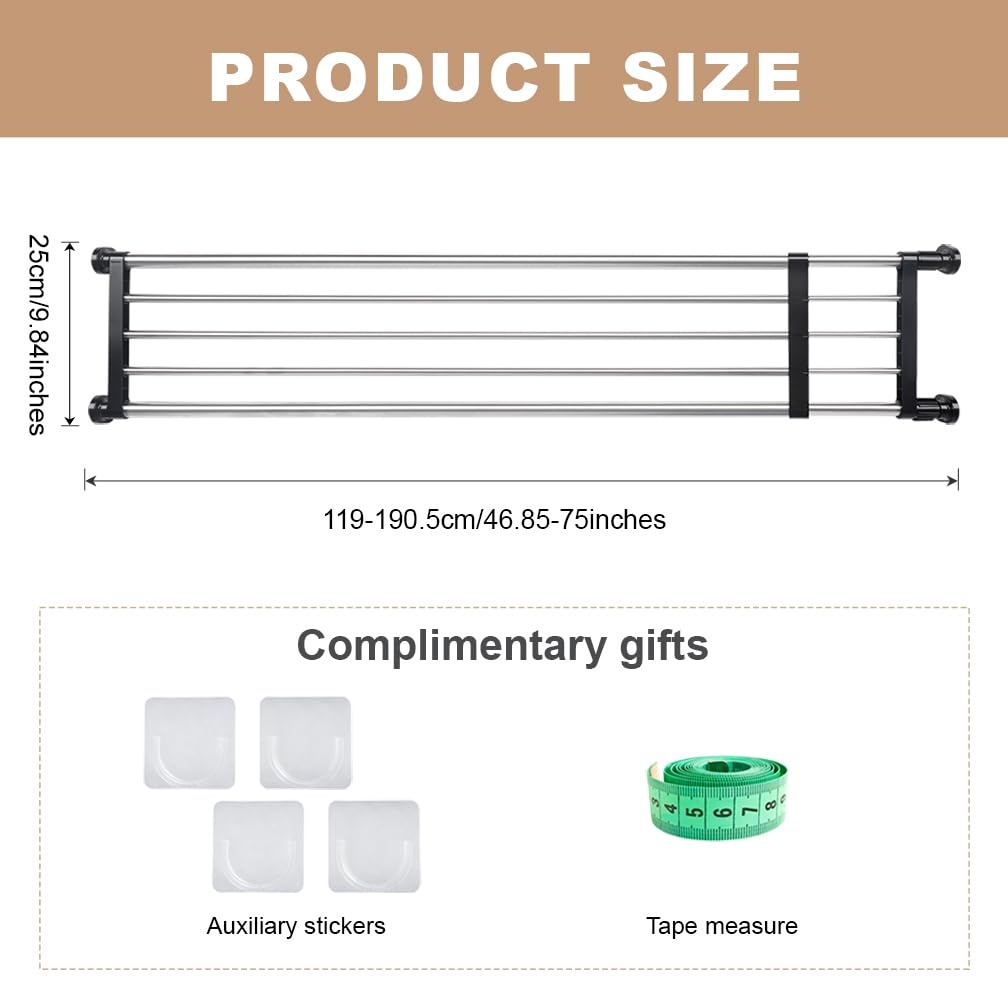 Hershii Expandable Closet Tension Shelf | Adjustable Metal Storage Rack