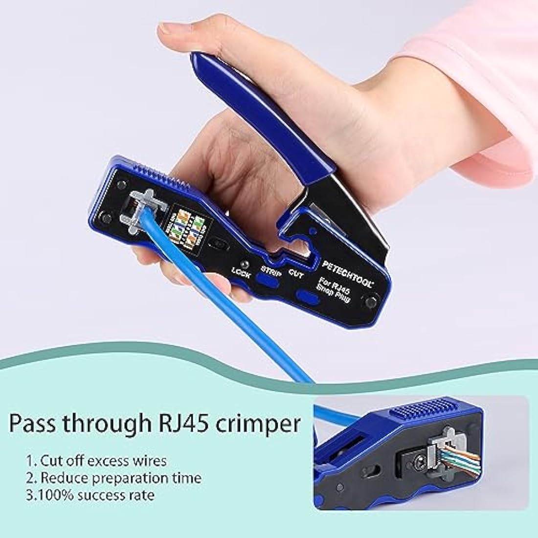 RJ45 Pass Through Crimp Tool Kit for Cat6 Cat5e Cat6a