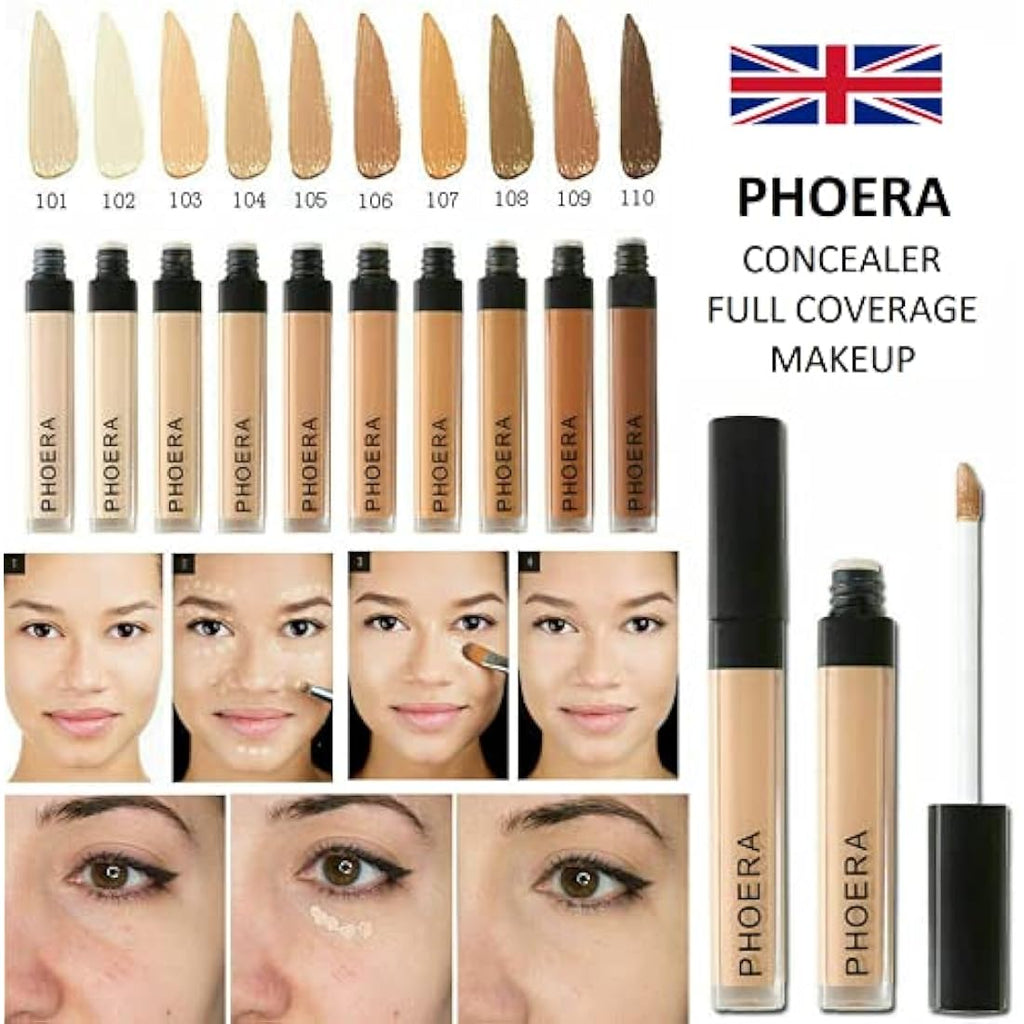 Phoera Full Coverage Matte Liquid Concealer – Waterproof & Oil-Free (108)