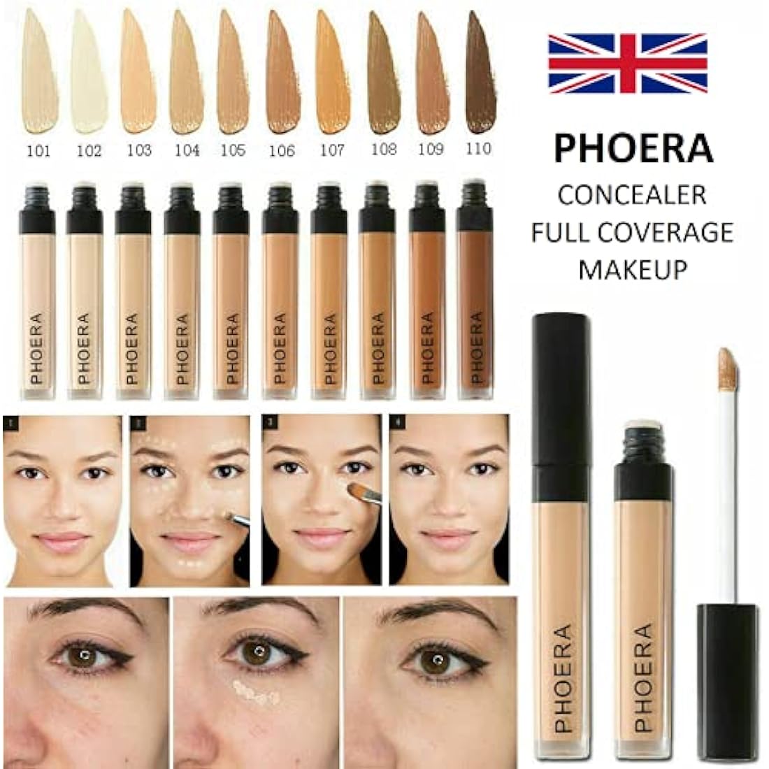 Phoera Full Coverage Matte Liquid Concealer – Waterproof (109 Hazelnut)