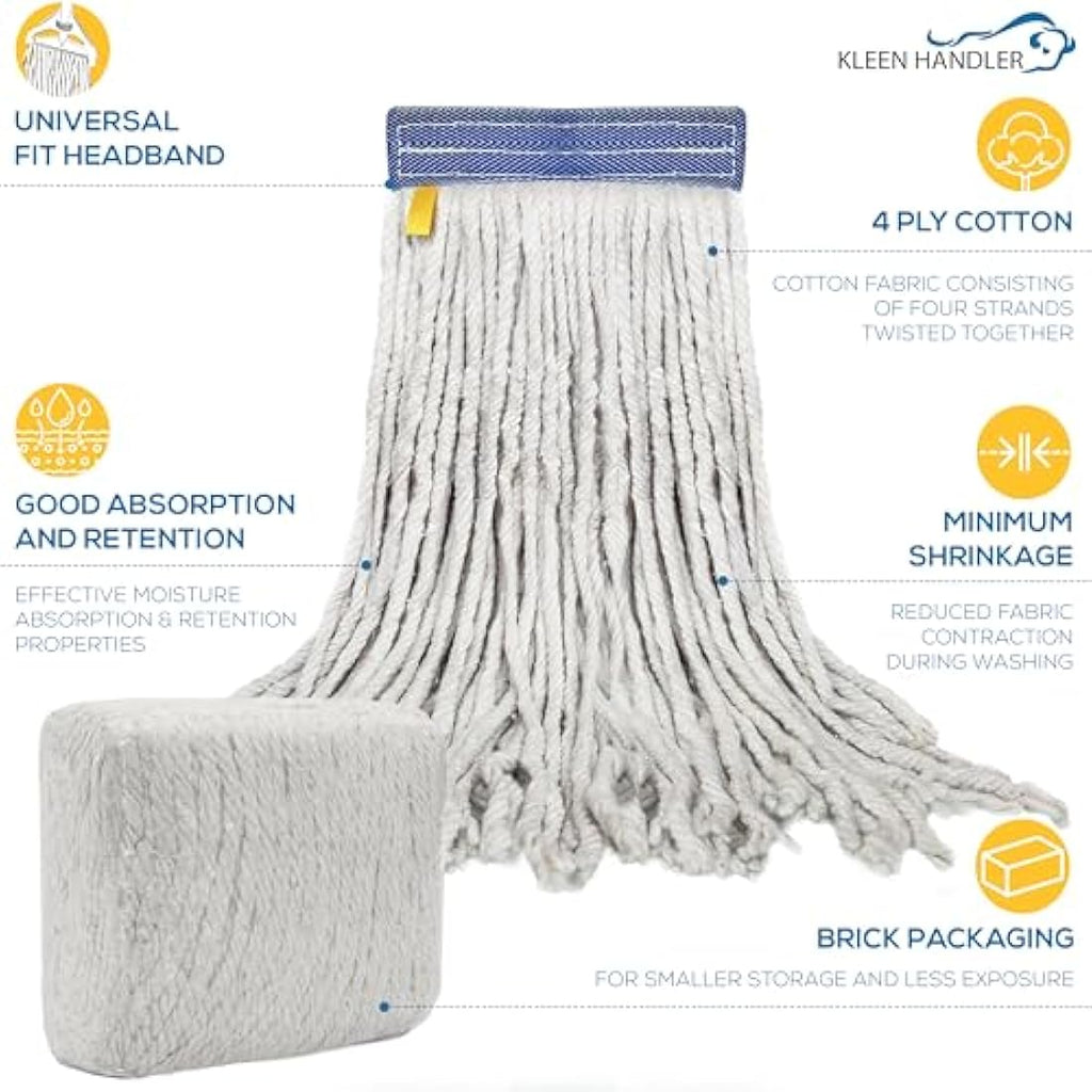 Kleen Handler Cotton Mop Head Replacement | 450g Absorbent Wet Mop Refill