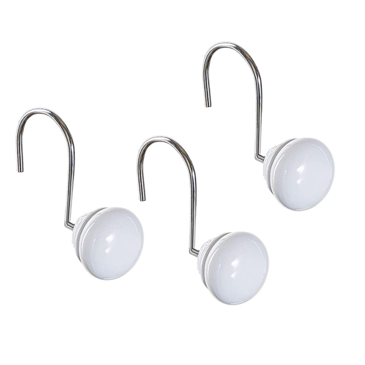 Creative Scents White Shower Curtain Hooks – Set of 12 Resin Rings