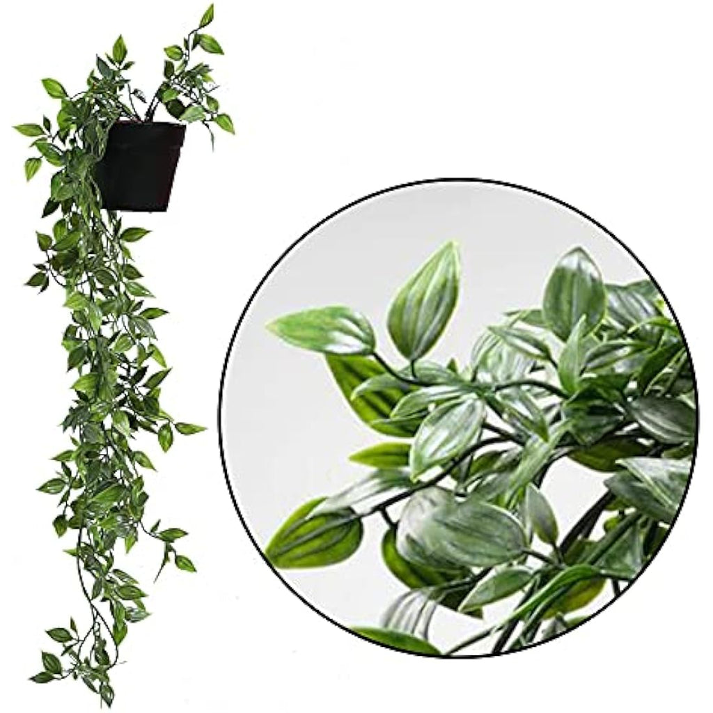 Jolof Store Set of 2 Hanging Artificial Plants with Black Pots – Faux Vines