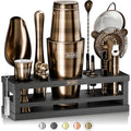 Bare Barrel 16-Piece Cocktail Making Kit | Brass & Black Boston Shaker