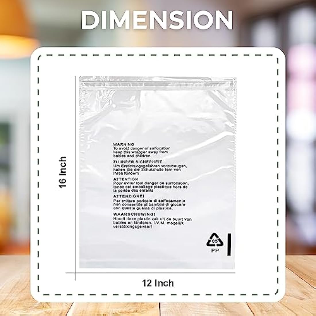 JeeJaan Clear Shirt Packaging Bags | 12x16 in Resealable Poly Bags - 100 Pcs