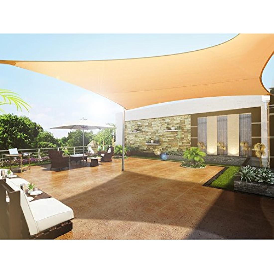 GreenBlue Rectangle Shade Sail – Waterproof UV Protection Canopy, Cream
