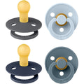 BIBS Colour Pacifier 4-Pack | Natural Rubber Latex Soothers, 0-6 Months