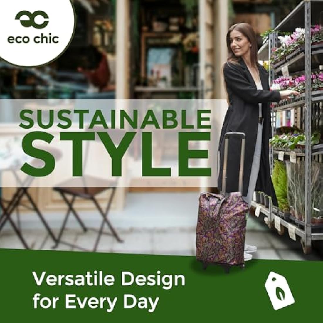 Eco Chic Collapsible Shopping Trolley | 25L Recycled Grocery Bag